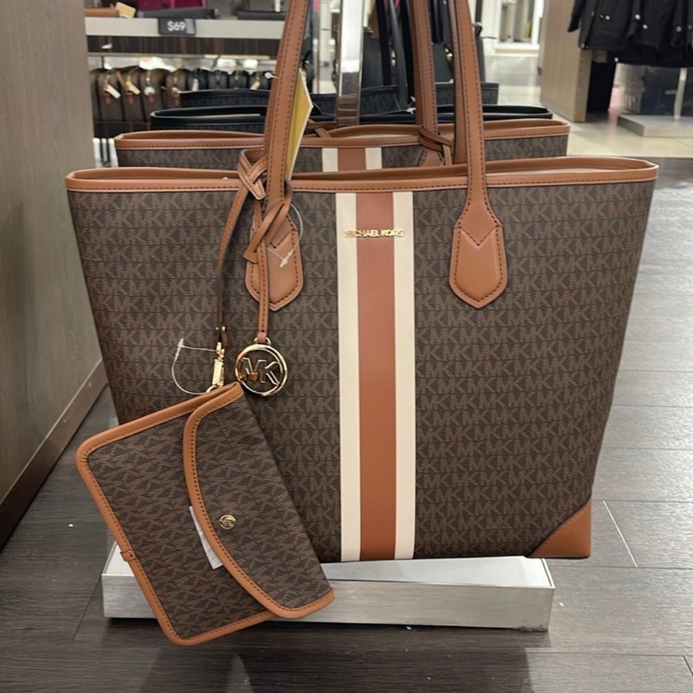 Michael Kors Brown and Cream Tote with Pouch